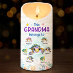 This Grandma Belongs To Grandkids - Family Personalized Custom LED Candle - Gift For Mom, Grandma