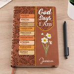 God Says I Am Important - Family Personalized Custom Leather Journal - Gift For Yourself, Best Friends, Siblings, Family Members