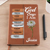 God Says I Am Unique - Family Personalized Custom Leather Journal - Gift For Yourself, Best Friends, Siblings, Family Members