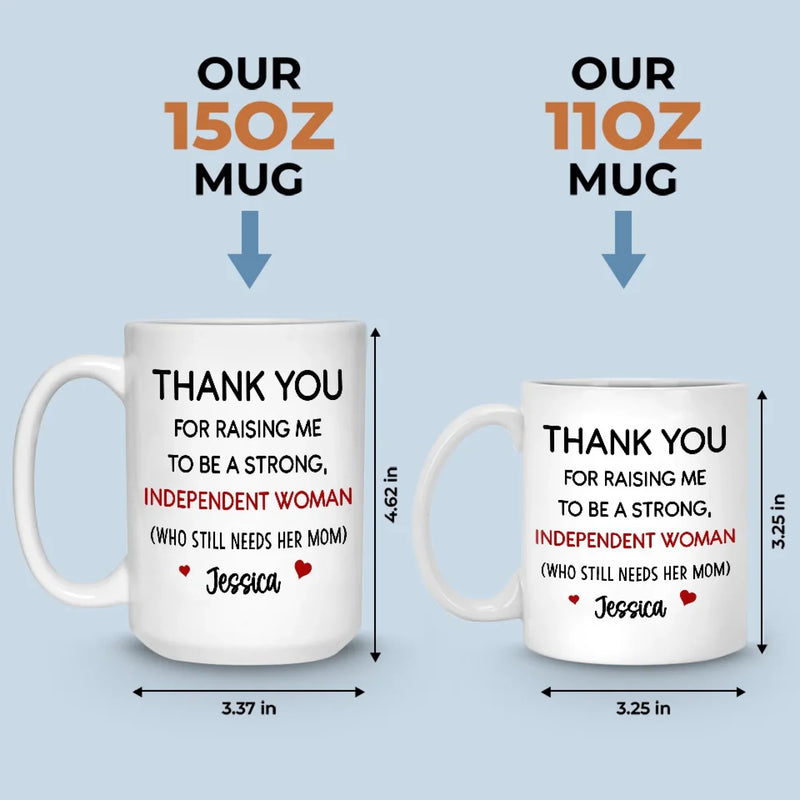 Thanks For Raising Me To Be A Strong Woman - Family Personalized Custom Mug - Gift For Mom