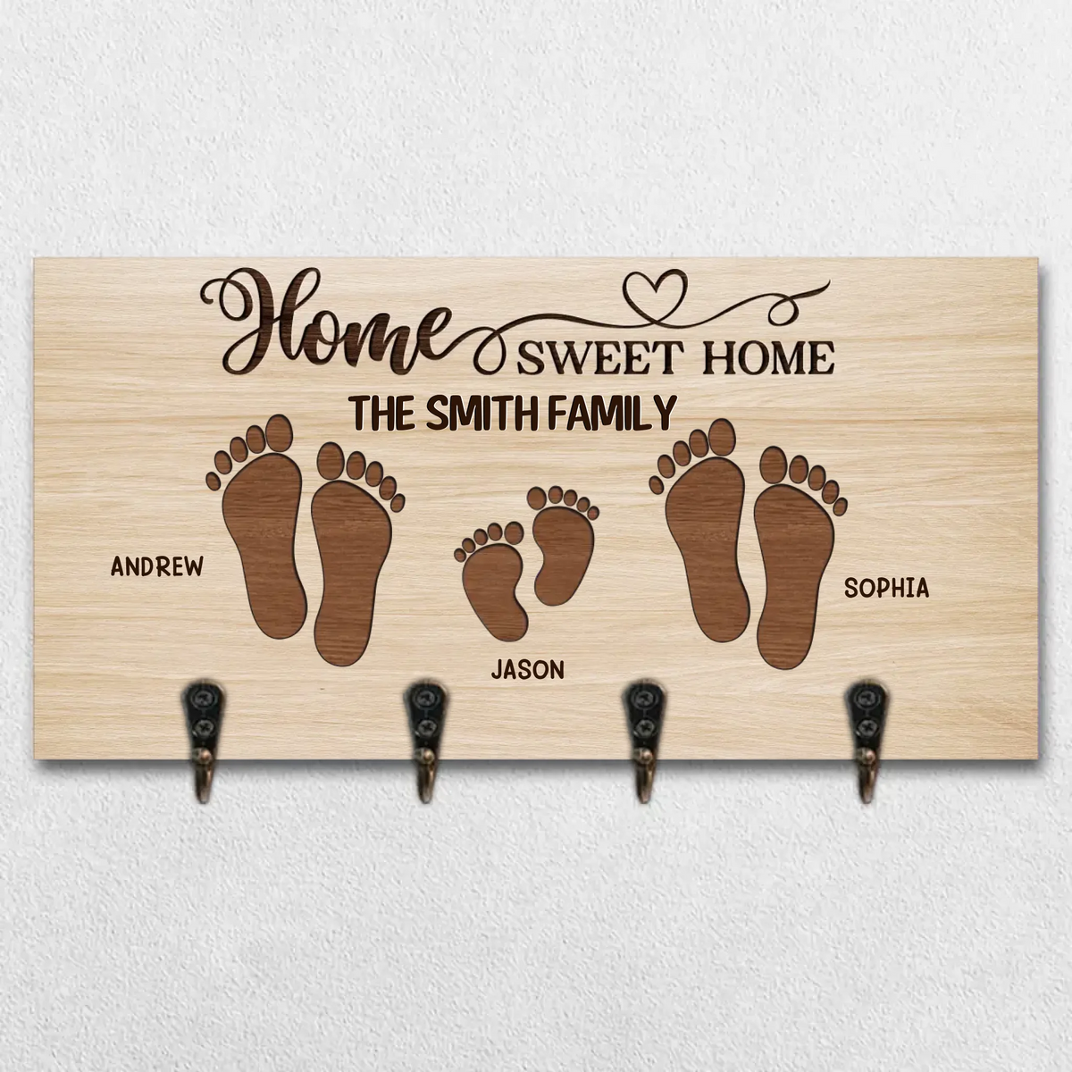 Home Sweet Home, This Is The Place To Find Happiness - Family Personalized Custom Home Decor Key Hanger, Key Holder - House Warming Gift For Family Members