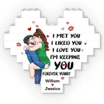 You Are My Light In The Dark - Couple Personalized Custom Heart Shaped Building Brick Blocks - Gift For Husband Wife, Anniversary
