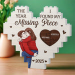In Your Kiss, I Found My Forever - Couple Personalized Custom Heart Shaped Building Brick Blocks - Gift For Husband Wife, Anniversary