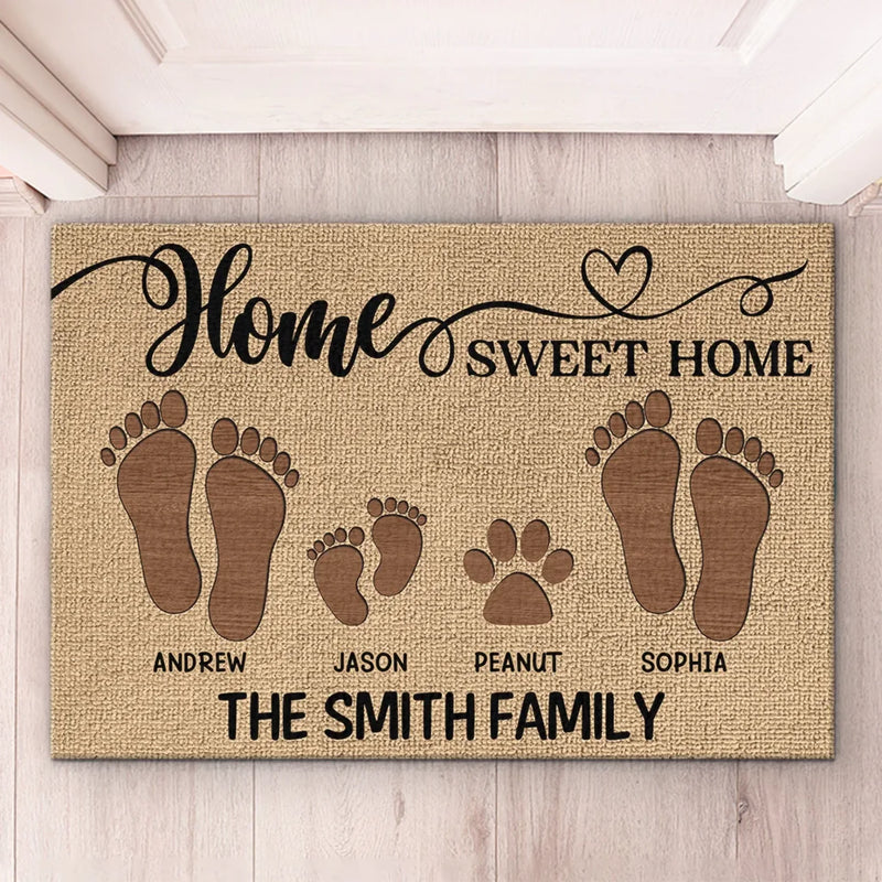 Welcome To Our Home, Where Love Begins - Family Personalized Custom Home Decor Decorative Mat - House Warming Gift For Family Members