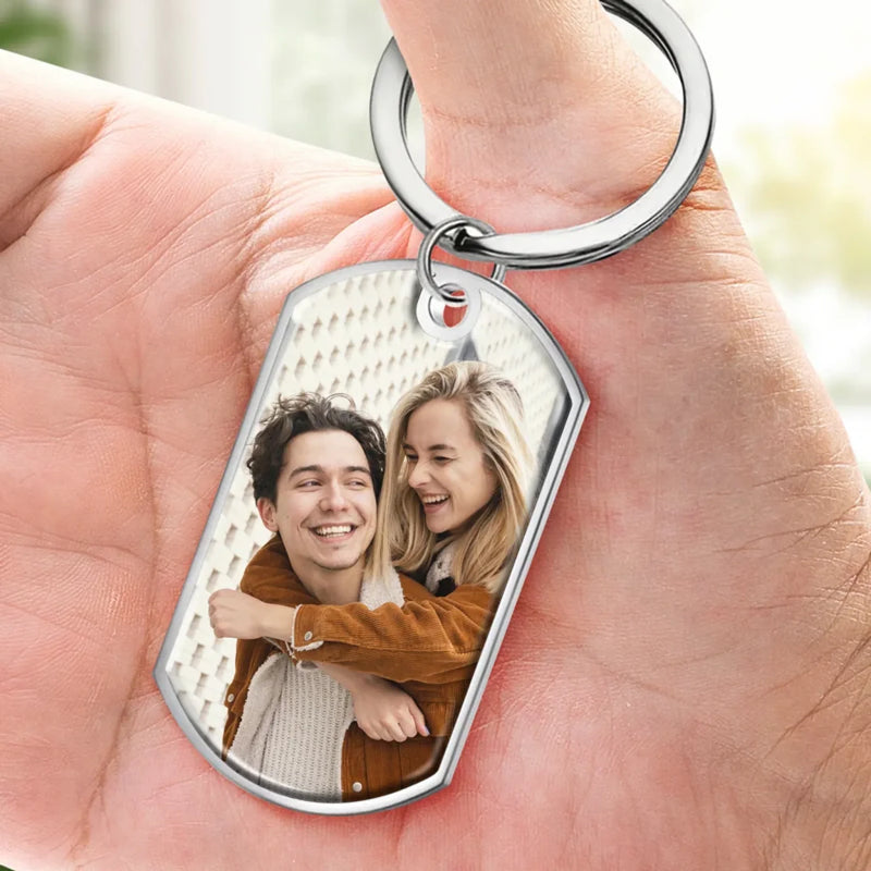 Custom Photo Celebrating The Day Our Journey Began - Couple Personalized Custom Keychain - Christmas Gift For Husband Wife, Anniversary