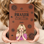 Prayer Changes Things - Family Personalized Custom Leather Journal - Gift For Yourself, Best Friends, Siblings, Family Members