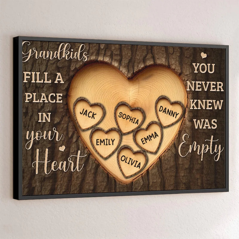 The Love For Grandkids Fills Your Heart Endlessly - Family Personalized Custom Horizontal Poster - Gift For Grandma, Grandpa, Grandkid