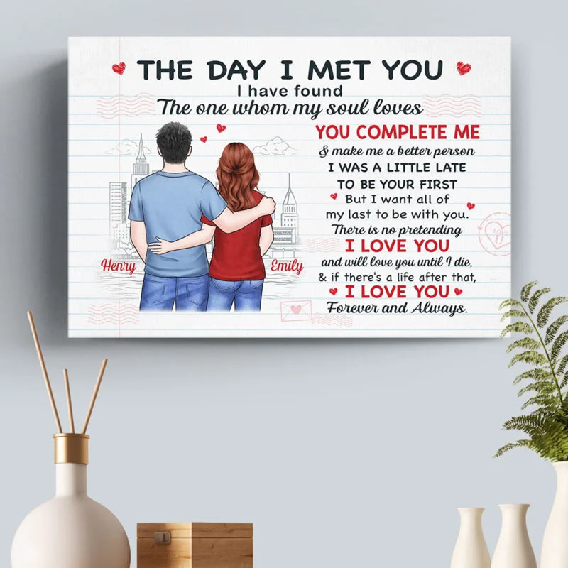 You Complete Me, Always And Forever - Couple Personalized Custom Horizontal Canvas - Gift For Husband Wife, Anniversary