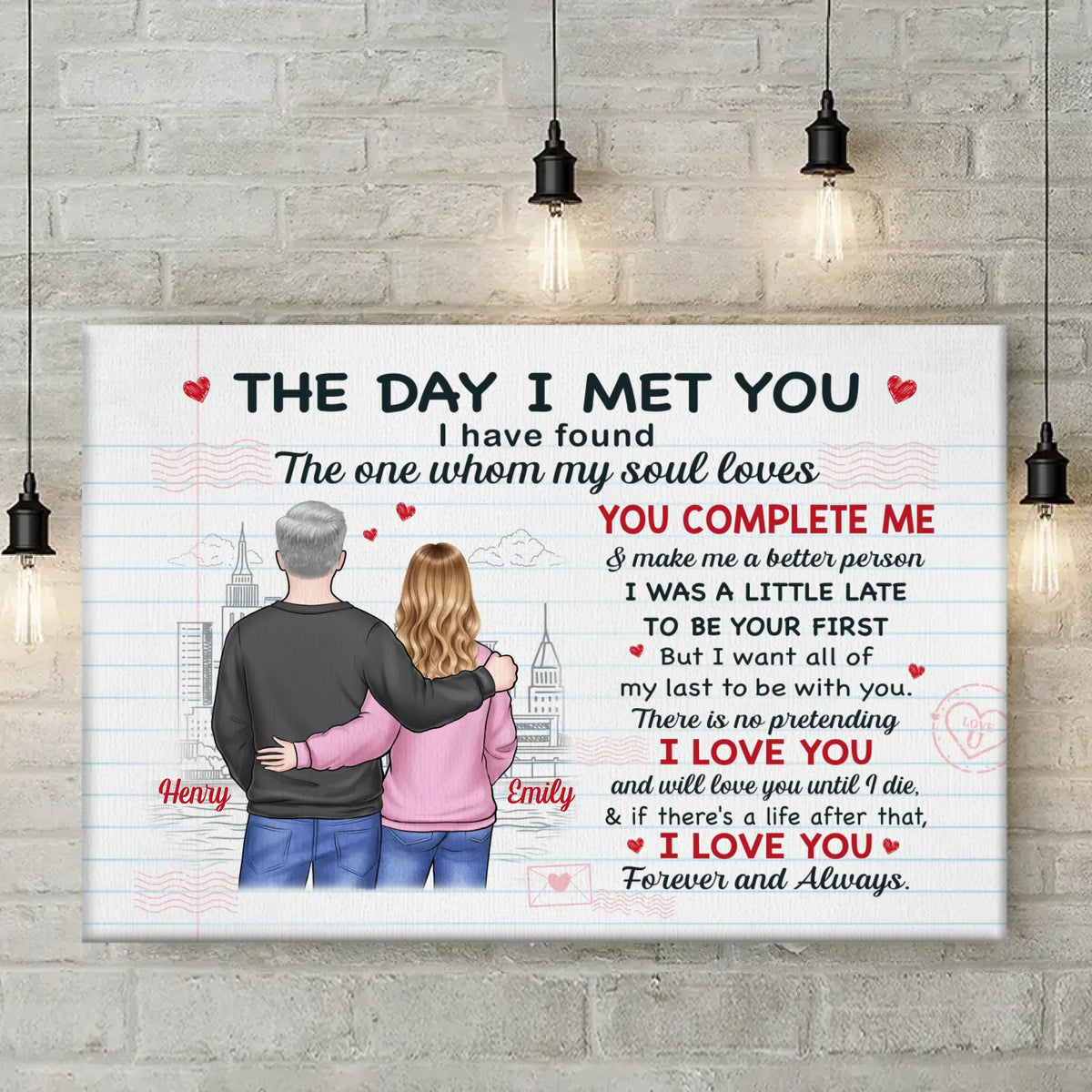 You Complete Me, Always And Forever - Couple Personalized Custom Horizontal Canvas - Gift For Husband Wife, Anniversary