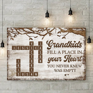 La vie est plus douce avec les petits-enfants - Toile horizontale personnalisée pour la famille - Cadeau pour grand-mère, grand-père, petit-enfant