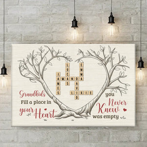 Les petits-enfants apportent de la joie à chaque recoin de votre cœur - Toile horizontale personnalisée pour la famille - Cadeau pour grand-mère, grand-père, petit-enfant