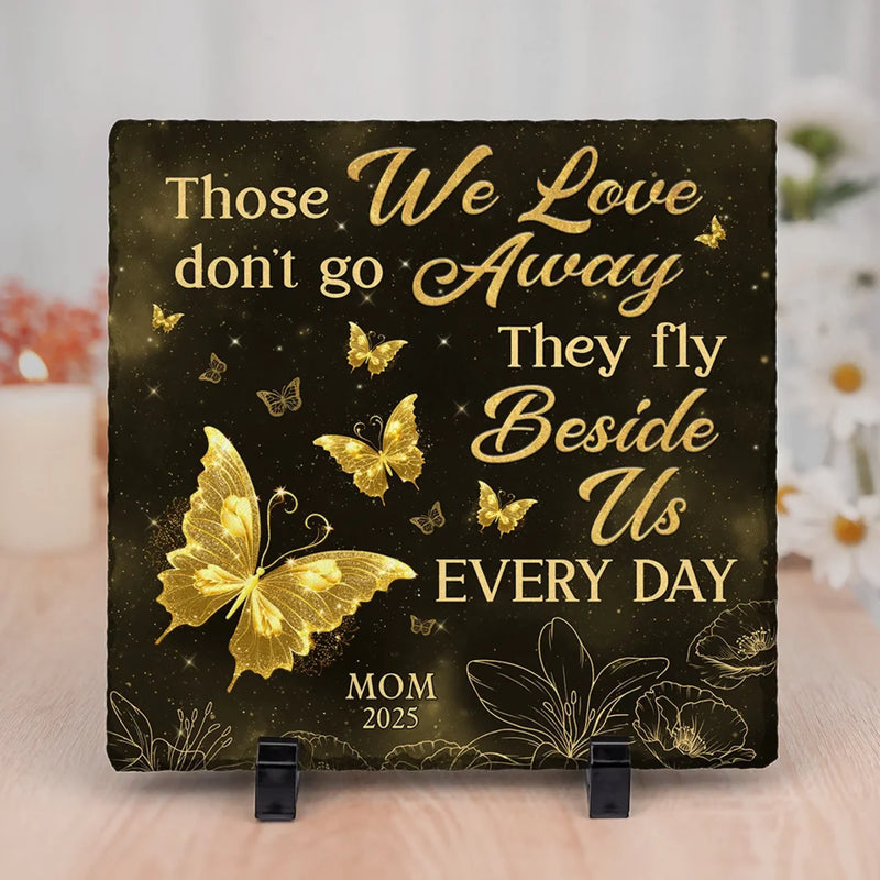 Custom Photo They Fly Beside Us Every Day - Memorial Personalized Custom Square Shaped Stone With Stand - Sympathy Gift For Family Members