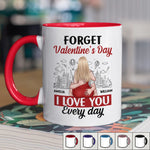 Love Is Sharing Your Popcorn And Your Bed - Couple Personalized Custom Accent Mug - Gift For Husband Wife, Anniversary