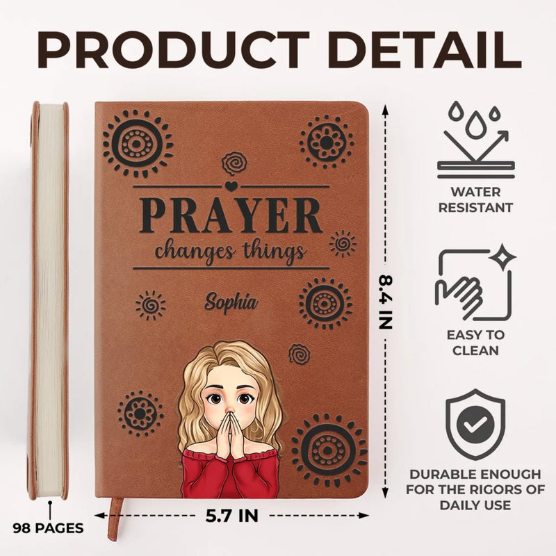 In Prayer, We Find Strength - Family Personalized Custom Leather Journal - Gift For Yourself, Best Friends, Siblings, Family Members
