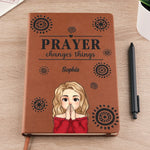 In Prayer, We Find Strength - Family Personalized Custom Leather Journal - Gift For Yourself, Best Friends, Siblings, Family Members