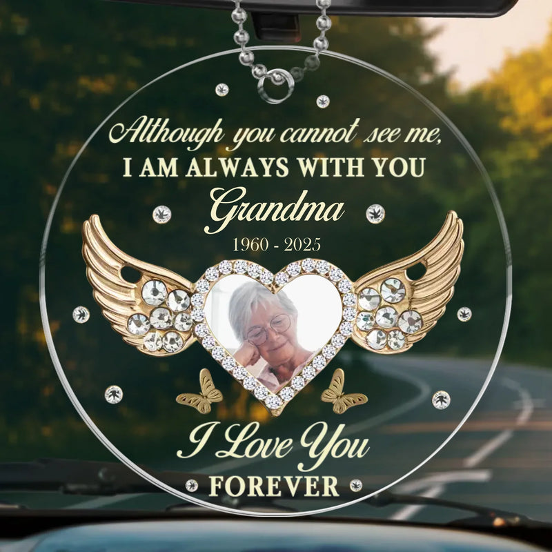 Custom Photo I Love You Forever - Memorial Personalized Custom Car Ornament - Acrylic Custom Shaped - Sympathy Gift For Family Members