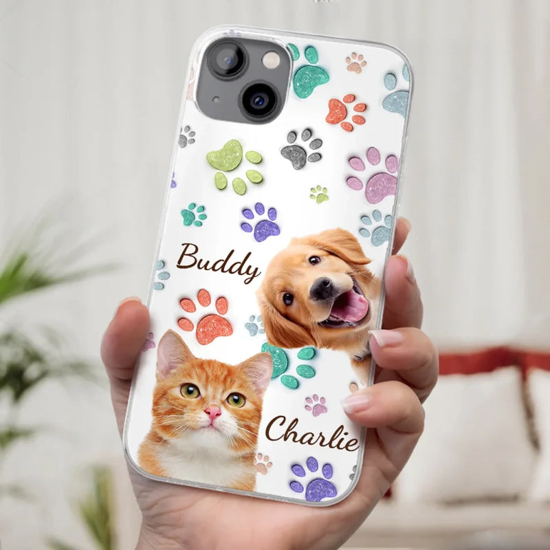 Custom Photo Pawsitively In Love - Dog & Cat Personalized Custom 3D Inflated Effect Printed Clear Phone Case - Gift For Dog Lovers, Cat Lovers