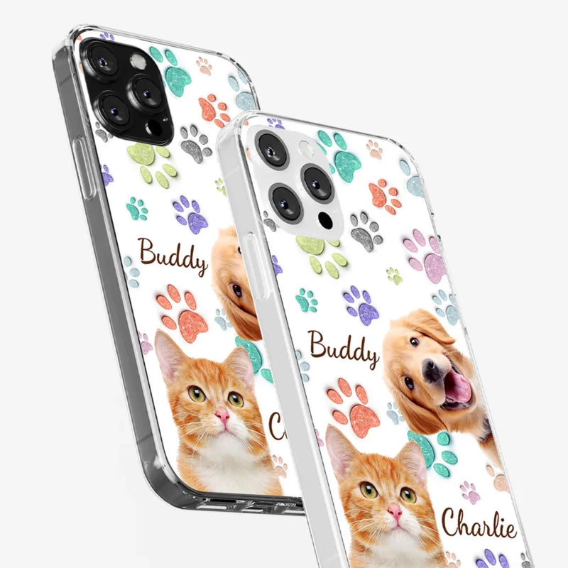 Custom Photo Pawsitively In Love - Dog & Cat Personalized Custom 3D Inflated Effect Printed Clear Phone Case - Gift For Dog Lovers, Cat Lovers