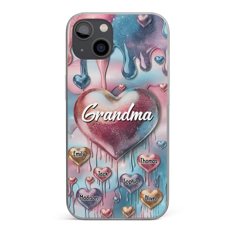 Forever In Grandmother's Heart - Family Personalized Custom 3D Inflated Effect Printed Clear Phone Case - Gift For Mom, Grandma