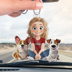 Forever Bonded By Love And Paws - Dog Personalized Custom Car Ornament - Acrylic Custom Shaped - Gift For Dog Lovers, Girls