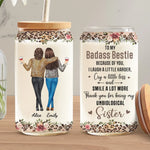 Sisterhood Is Powerful - Bestie Personalized Custom Glass Cup, Iced Coffee Cup - Gift For Best Friends, BFF, Sister