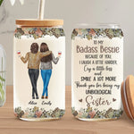 Laughter Shared, Memories Made - Bestie Personalized Custom Glass Cup, Iced Coffee Cup - Gift For Best Friends, BFF, Sister