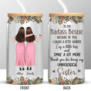 Rires partagés, souvenirs créés - Tasse en verre personnalisée pour meilleure amie, tasse à café glacé - Cadeau pour meilleures amies, meilleures amies, sœurs