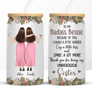 Rires partagés, souvenirs créés - Tasse en verre personnalisée pour meilleure amie, tasse à café glacé - Cadeau pour meilleures amies, meilleures amies, sœurs