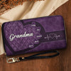 Mom, You’re The Glue That Holds Us Together - Family Personalized Custom Leather Long Wallet - Gift For Mom, Grandma