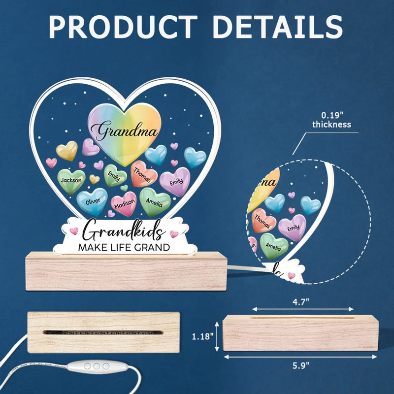 A Garden Of Love Grows In A Grandma's Heart - Family  Personalized Custom Shaped 3D LED Light - Gift For Grandma, Grandpa, Grandkid