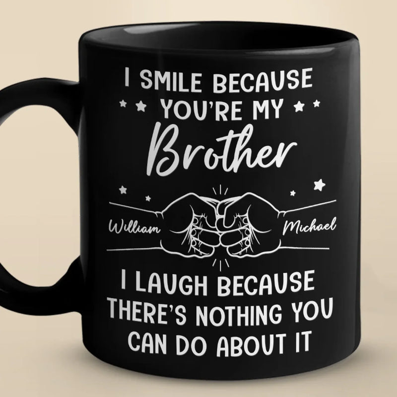 A Brother Is A First Friend - Family Personalized Custom Black Mug - Gift For Family Members