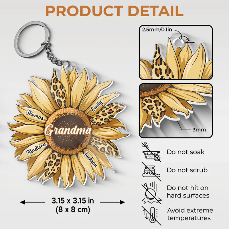 Her Love Is As Timeless As The Blooms In Her Garden - Family Personalized Custom Shaped Acrylic Keychain - Gift For Mom, Grandma