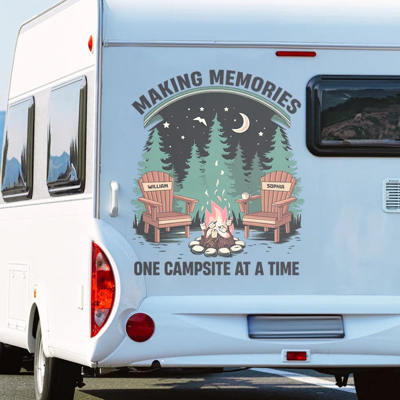 Adventure Begins At The Campfire - Camping Personalized Custom RV Decal - Gift For Yourself, Best Friends, Siblings, Family Members, Camping Lovers