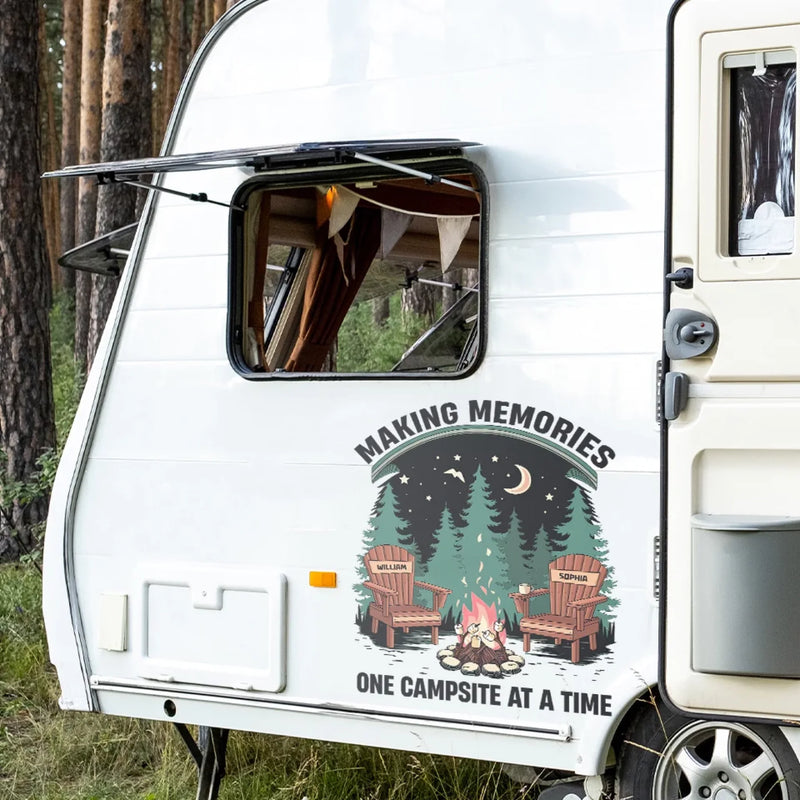 Adventure Begins At The Campfire - Camping Personalized Custom RV Decal - Gift For Yourself, Best Friends, Siblings, Family Members, Camping Lovers