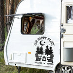 Our Happy Place - Camping Personalized Custom RV Decal - Gift For Yourself, Best Friends, Siblings, Family Members, Camping Lovers