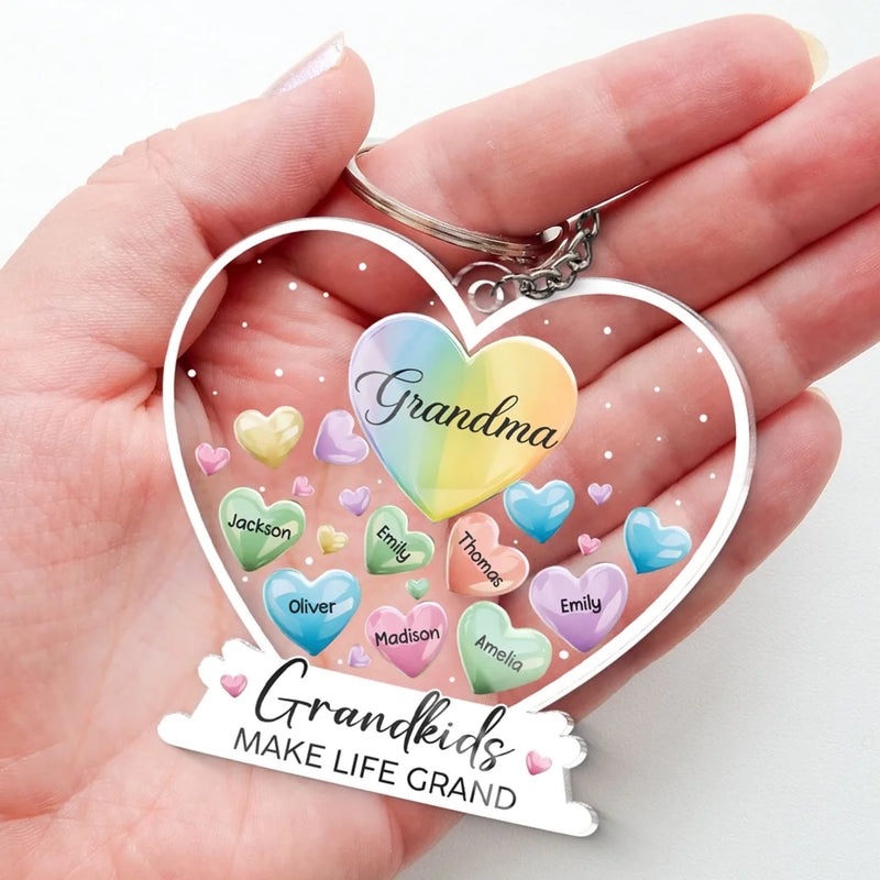 Life Is Better With Grandkids - Family Personalized Custom Shaped Acrylic Keychain - Gift For Grandma, Grandpa, Grandkid