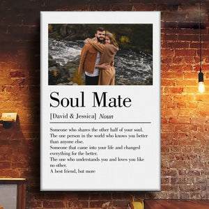 Photo personnalisée « Âmes sœurs, toujours » - Toile verticale personnalisée pour couple - Cadeau pour mari et femme, anniversaire
