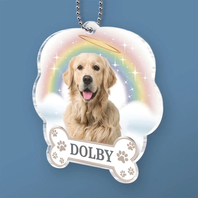 Custom Photo In Our Hearts, You’ll Always Stay - Memorial Personalized Custom Car Ornament - Acrylic Custom Shaped - Sympathy Gift For Pet Owners, Pet Lovers