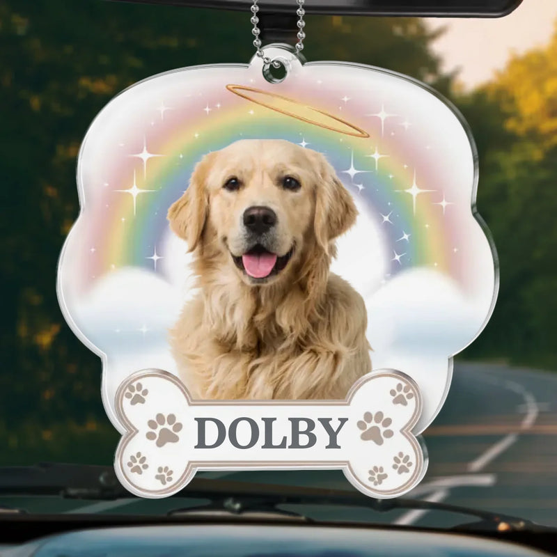 Custom Photo In Our Hearts, You’ll Always Stay - Memorial Personalized Custom Car Ornament - Acrylic Custom Shaped - Sympathy Gift For Pet Owners, Pet Lovers