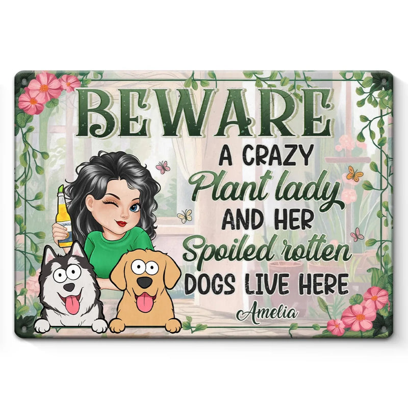 In A World Of Plants And Paws - Dog Personalized Custom Home Decor Metal Sign - House Warming Gift For Pet Owners, Pet Lovers