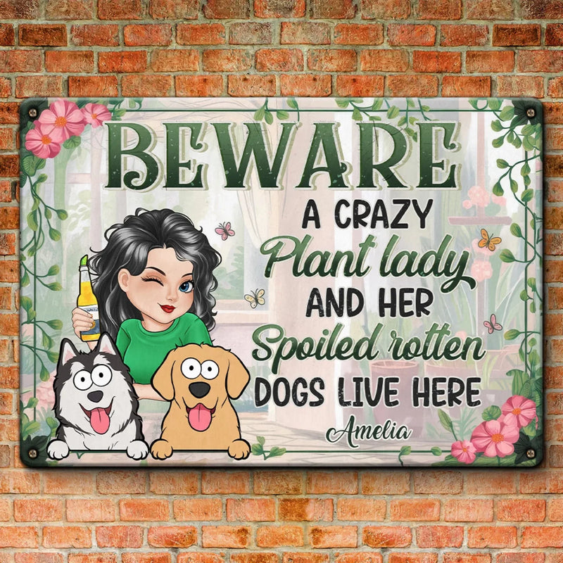 In A World Of Plants And Paws - Dog Personalized Custom Home Decor Metal Sign - House Warming Gift For Pet Owners, Pet Lovers