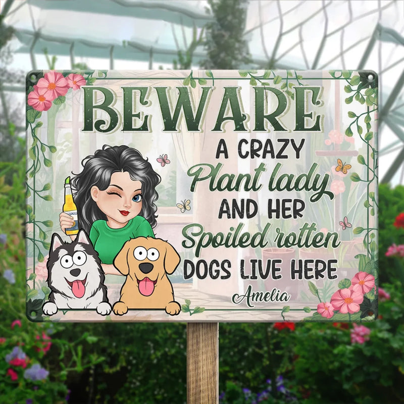In A World Of Plants And Paws - Dog Personalized Custom Home Decor Metal Sign - House Warming Gift For Pet Owners, Pet Lovers