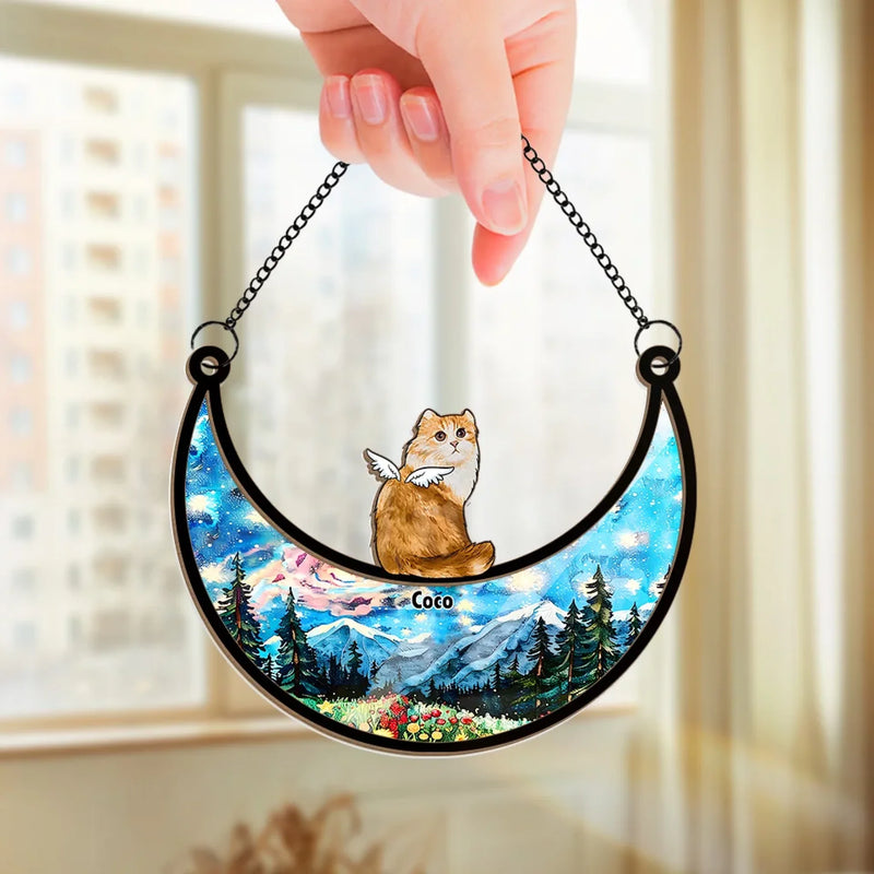 A Feline Friend, A Forever Memory - Memorial Personalized Window Hanging Suncatcher Ornament - Sympathy Gift For Pet Owners, Pet Lovers