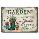 Beautiful Garden Is A Work Of Heart - Family Personalized Custom Home Decor Metal Sign - Gift For Gardeners