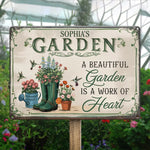 Beautiful Garden Is A Work Of Heart - Family Personalized Custom Home Decor Metal Sign - Gift For Gardeners