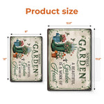 Beautiful Garden Is A Work Of Heart - Family Personalized Custom Home Decor Metal Sign - Gift For Gardeners