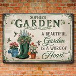 Beautiful Garden Is A Work Of Heart - Family Personalized Custom Home Decor Metal Sign - Gift For Gardeners