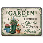 Beautiful Garden Is A Work Of Heart - Family Personalized Custom Home Decor Metal Sign - Gift For Gardeners