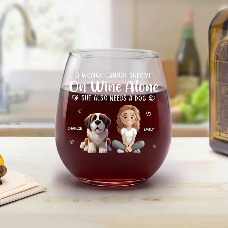 All I Need Is Wine And My Dog - Dog Personalized Custom Wine Glass - Gift For Pet Owners, Pet Lovers