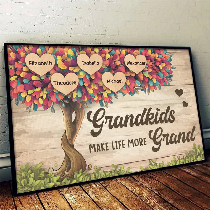 Grandkids Complete Your Heart - Family Personalized Custom Horizontal Poster - Gift For Grandma, Grandpa, Grandkid